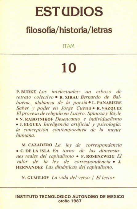 Portada de la revista estudios 10, otoño 1987