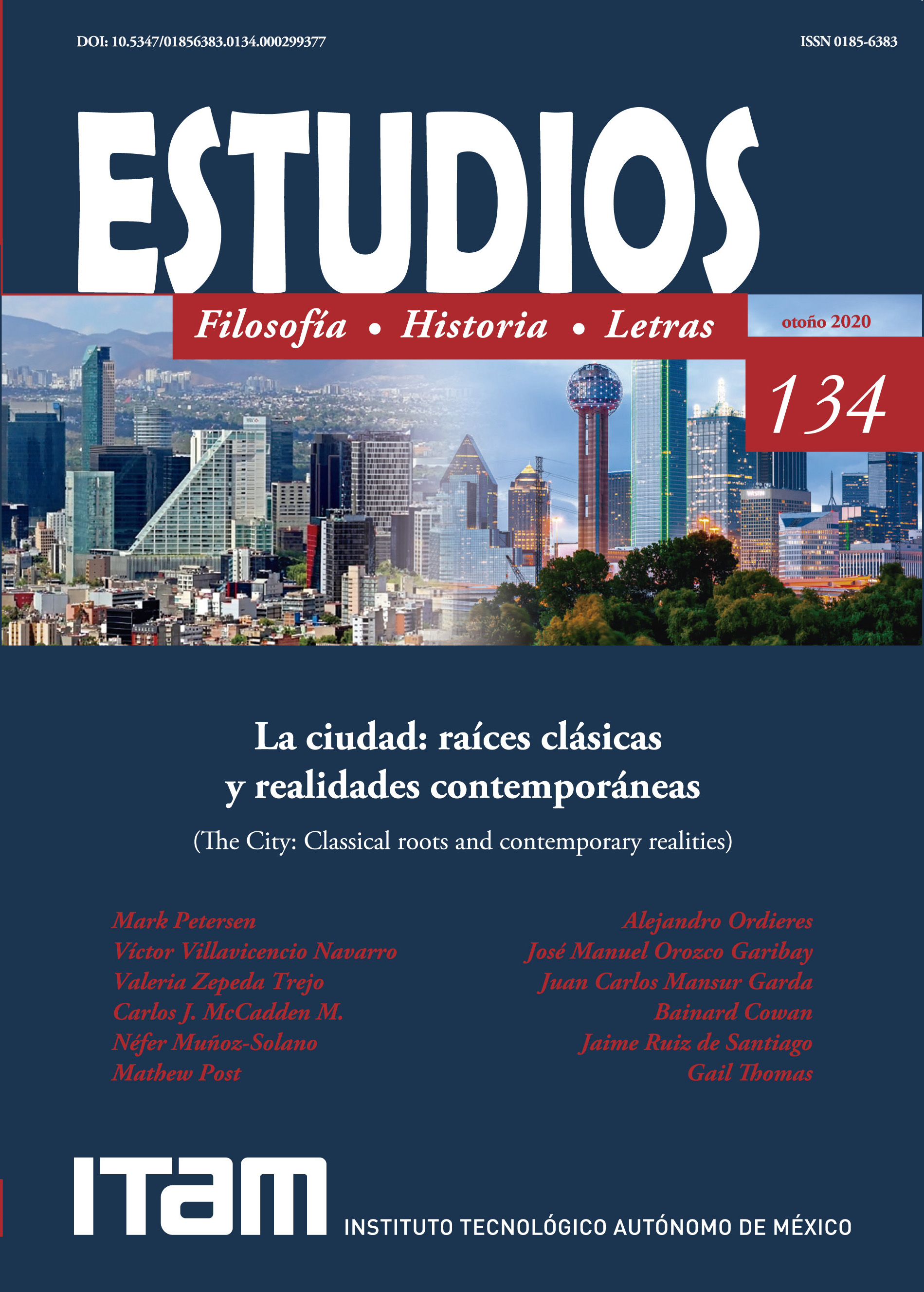 Portada de la revista estudios 134, otoño 2020