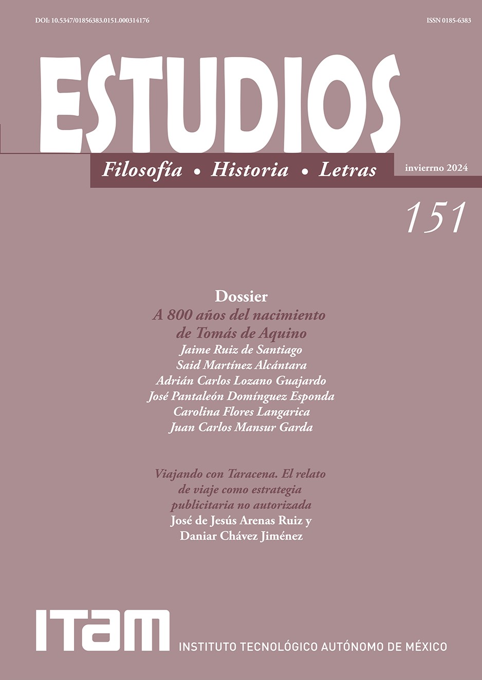 Portada de la revista estudios 151, invierno 2024