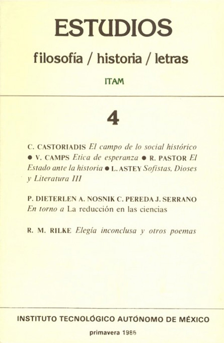 Portada de la revista estudios 4, primavera 1986